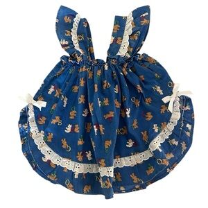 VINTAGE Teddy Bear Print Dress with Lace Trim